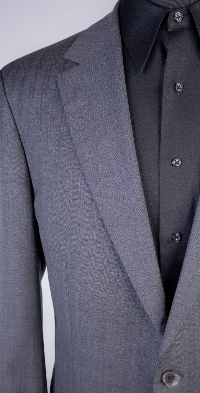 Hugo Boss 2-Pcs Gray Suit Super 100 Wool Jacket Blazer Sz 46L Pants 42X33 - Picture 5 of 16